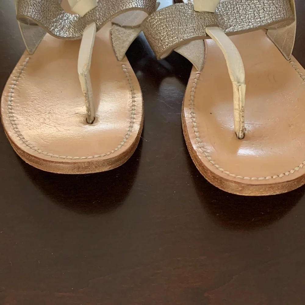 rag & bone Knotted White & Silver Sandals Size 7.5 (37.5) Neutral Metalic
